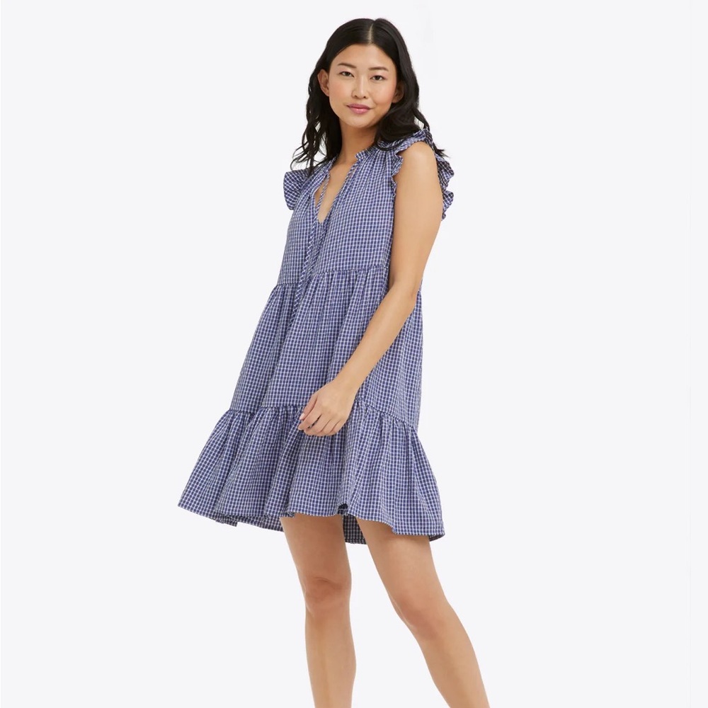 Connie Flutter sleeve dress in gingham seersucker by Draper James   SIZE XS